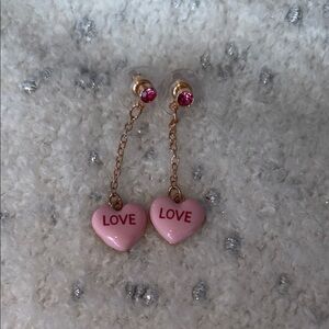Pink Heart Love Dangle Earrings